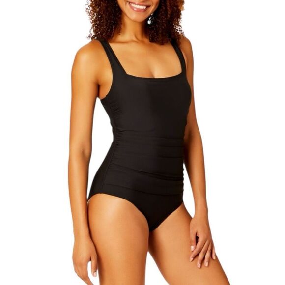 Anne Cole Women’s  Square Neck One Piece Swimsuit Medium Color Black - Picture 1 of 9